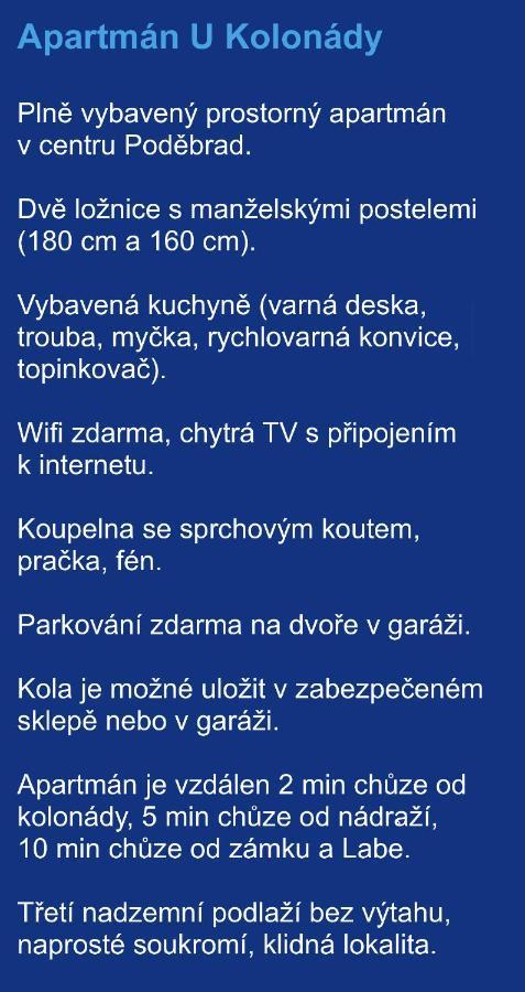Apartman U Kolonady, Poděbrady Εξωτερικό φωτογραφία